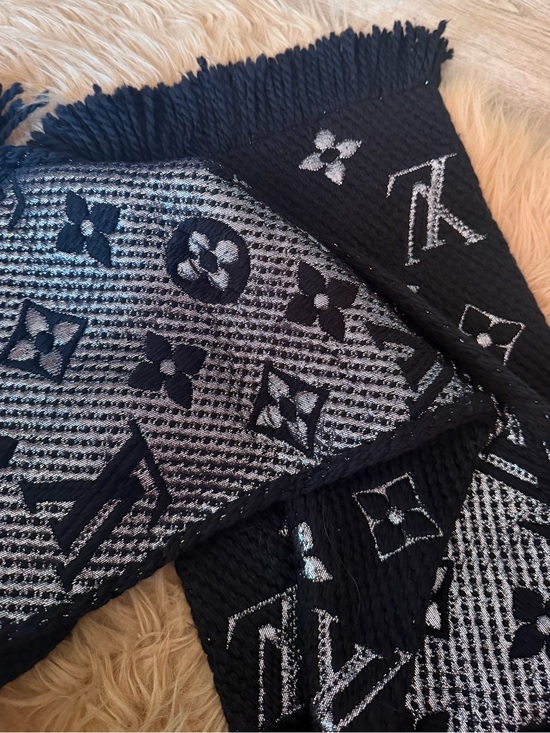 Louis Vuitton Accessories - NWOT Louis Vuitton Black and Silver Logo reversible scarf.